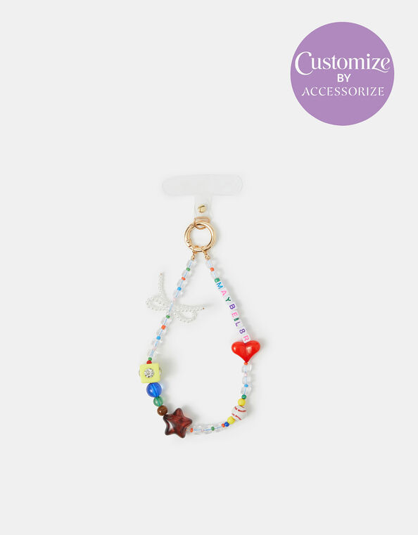 Slogan Beaded Wrist Phone Strap, , large