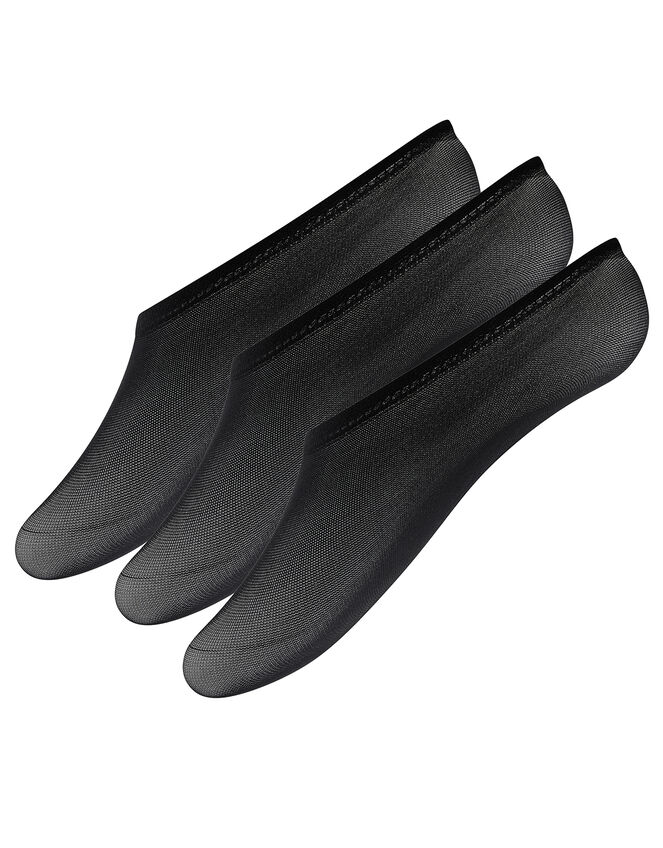 Footsie Socks Set of Three, Black (BLACK), large