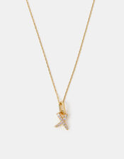 14ct Gold-Plated Pavé X Pendant Necklace, , large