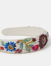 Beaded Floral Headband, , large