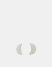 Sterling Silver Crescent Moon Stud Earrings, , large