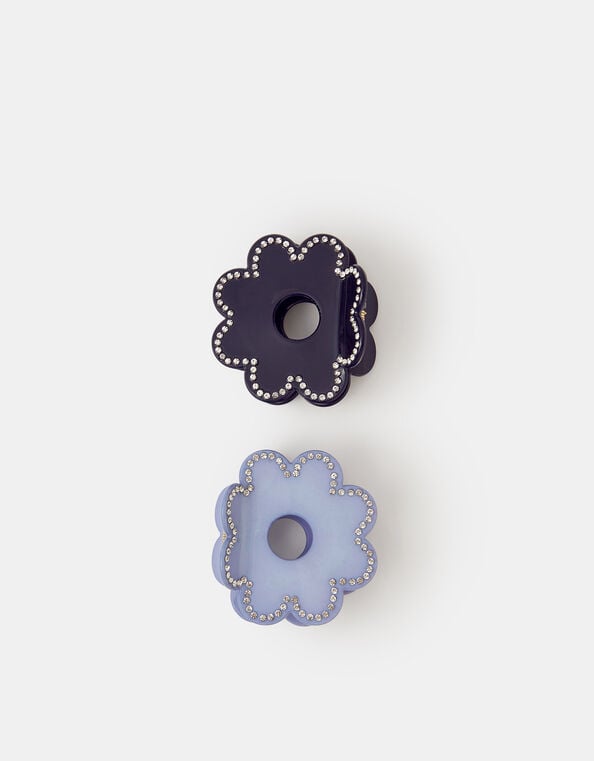 2-Pack Diamanté Flower Claw Clip, , large