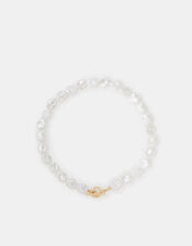 Faux Pearl T-Bar Collar Necklace, , large