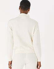 Quarter Pearl Zip Jumper , Cream (CREAM), large
