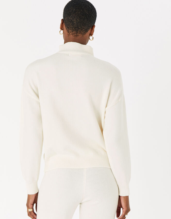 Quarter Pearl Zip Jumper , Cream (CREAM), large