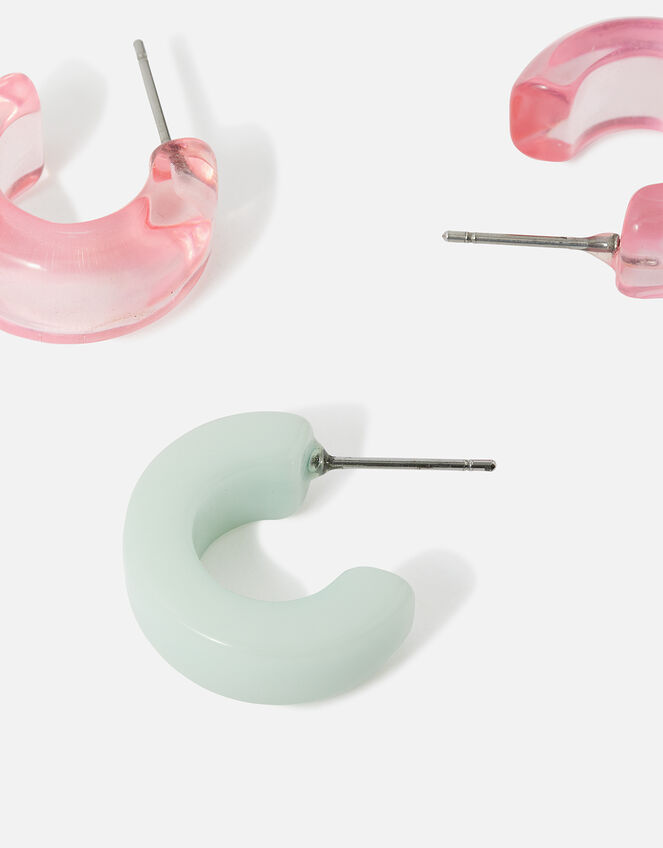 Chunky Resin Hoop Earrings Set of Two, , large