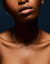 Sterling Silver Diamanté Pendant Necklace, , large