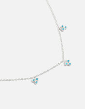 Sterling Silver Turquoise Station Charm Necklace, , large