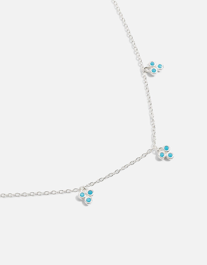 Sterling Silver Turquoise Station Charm Necklace, , large