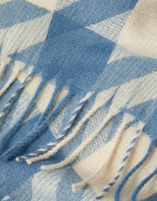 Oversized Dogtooth Jaquard Throw, Blue (BLUE), large