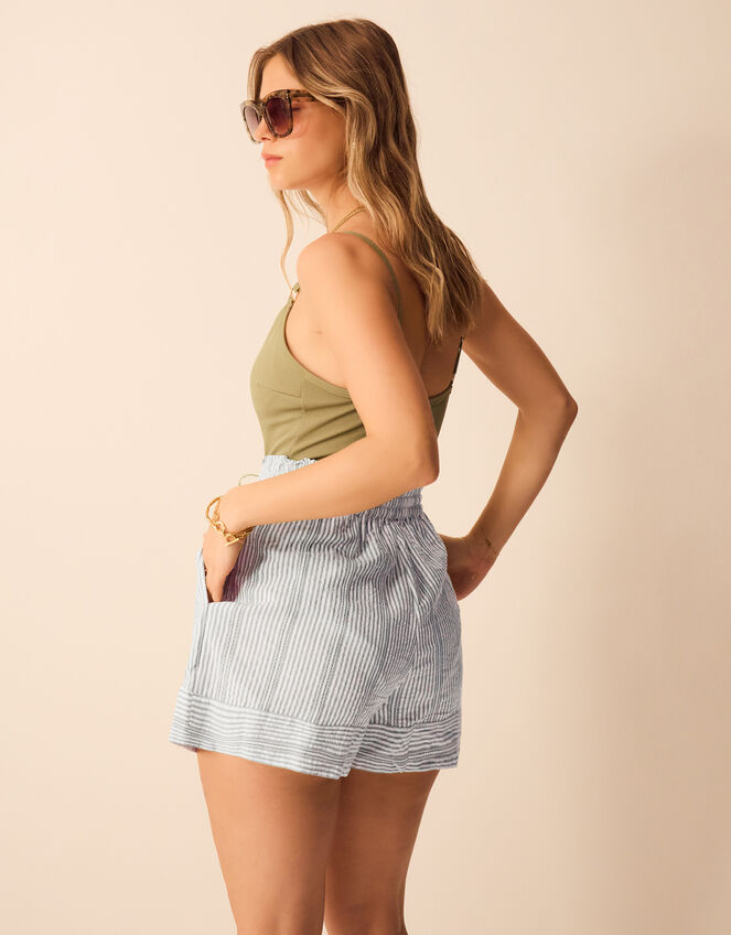 Stripe Cotton Beach Shorts, Green (GREEN), large