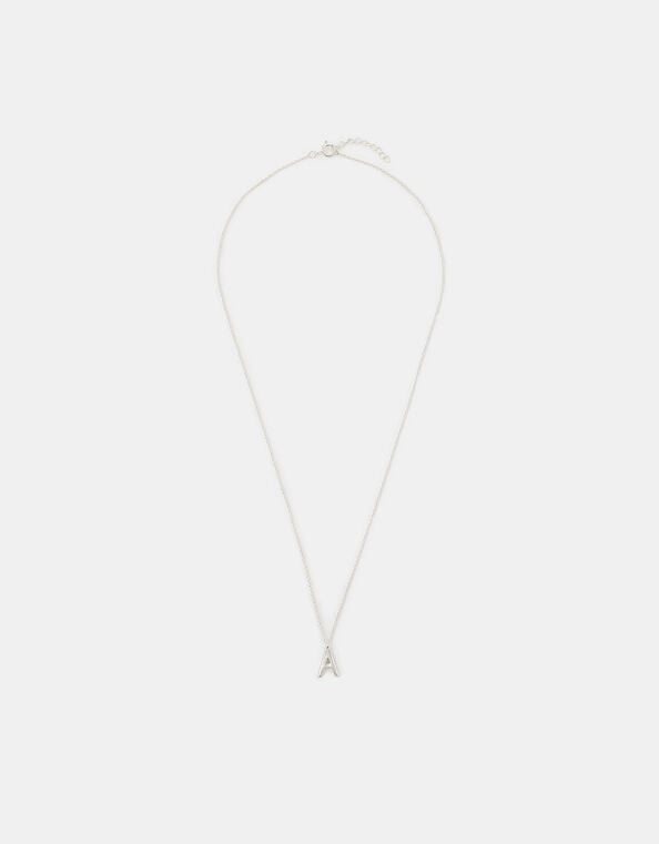 Sterling Silver Initial Pendant Necklace, Silver (ST SILVER), large
