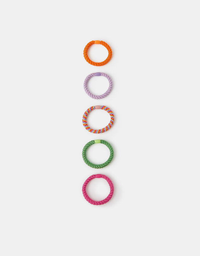 5-Pack Rainbow Cord Hair Bands, , large