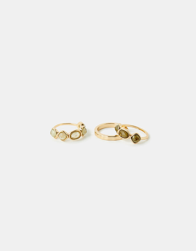 Stone Ring Set, Green (GREEN), large