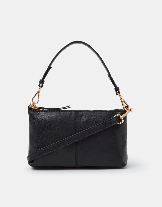 Leather Crossbody Handbag, Black (BLACK), large