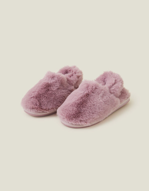 Faux Fur Slingback Slippers, Purple (LILAC), large