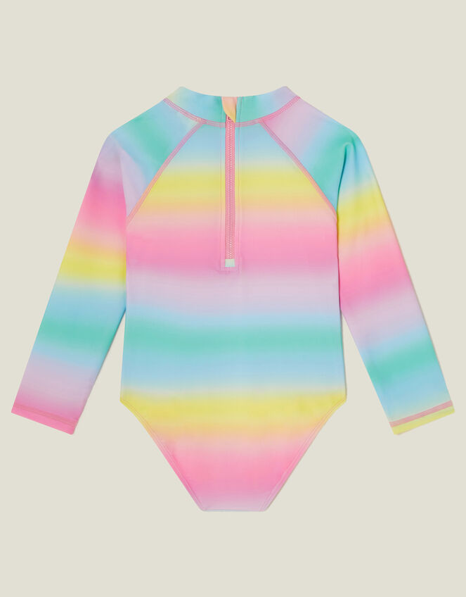 Girls UPF 50+ Heart Long Sleeve Swimsuit, Multi (PASTEL MULTI), large