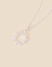 Sterling Silver Sun Pendant Necklace, , large