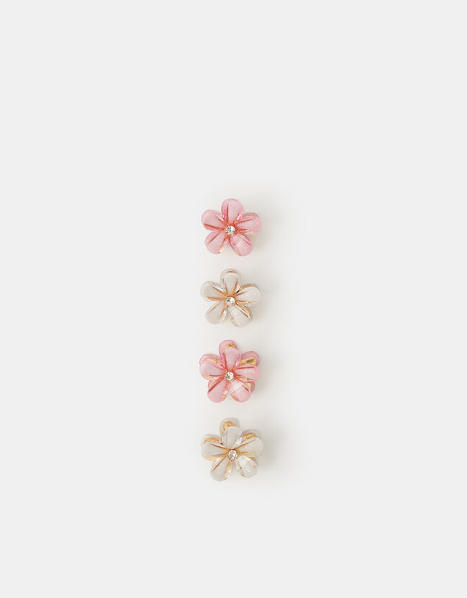 4-Pack Girls Mini Flower Claw Clips, , large