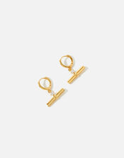 Gold-Plated Sparkle T-Bar Earrings, , large