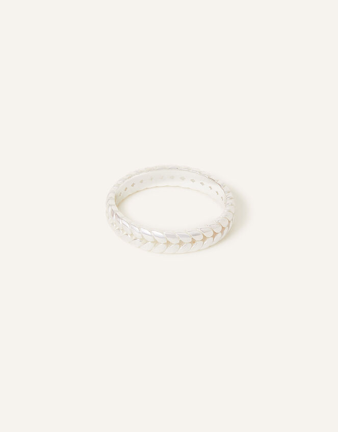 Sterling Silver-Plated Leaf Band Ring Silver