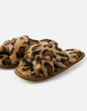 Fluffy Leopard Mule Slippers, Leopard (LEOPARD), large
