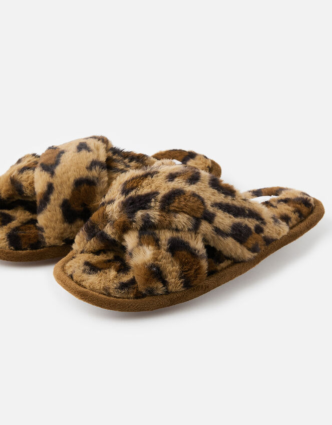 Fluffy Leopard Mule Slippers, Leopard (LEOPARD), large