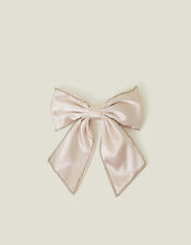 Girls Satin Gem Bow Hair Clip, , large