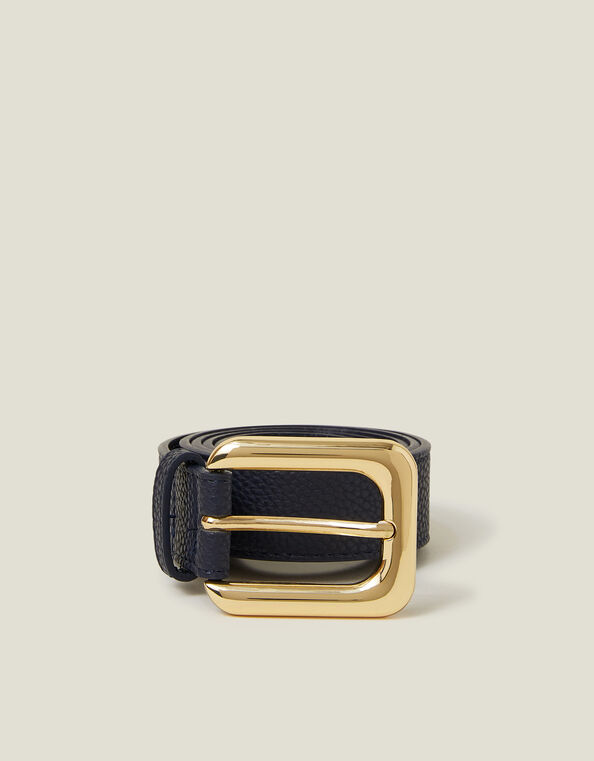 Faux Leather Belt, Blue (NAVY), large