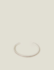 Sterling Silver-Plated Diamante Bangle, , large