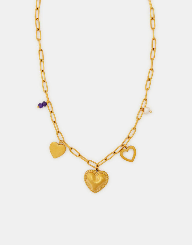 Stainless Steel Heart Charm Necklace, , large