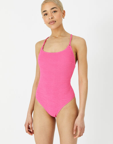 Crinkle Scoop Neck Swimsuit Pink, Pink (PINK), large