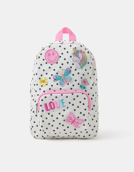 Girls Polka Dot Unicorn Backpack, , large