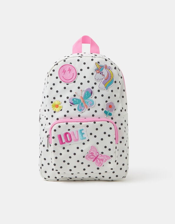 Girls Polka Dot Unicorn Backpack, , large