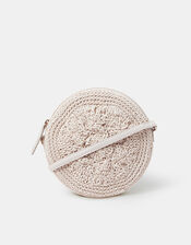 Round Macrame Bag Cream, , large