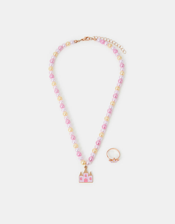 Girls Princess Charm Necklace and Ring Set, , large