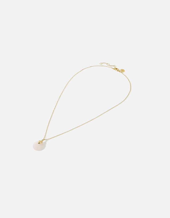 Gold-Plated Rose Quartz Circle Pendant Necklace, , large