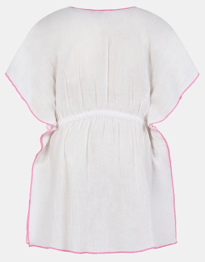 Girls Cherry Embroidered Kaftan, White (WHITE), large
