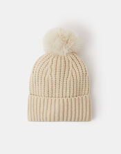 Faux Fur Bobble Beanie Hat, , large