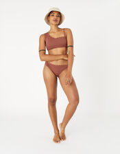 One-Shoulder Scallop Bikini Top, Orange (RUST), large