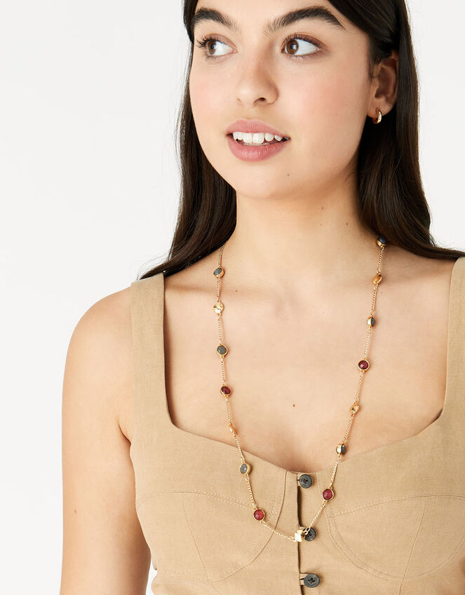 Berry Blush Gem Station Necklace, Red (BERRY), large