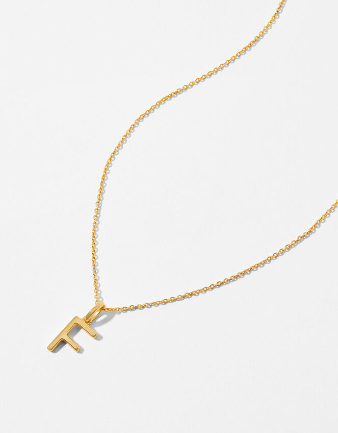 Gold Vermeil Initial Pendant Necklace - F, , large