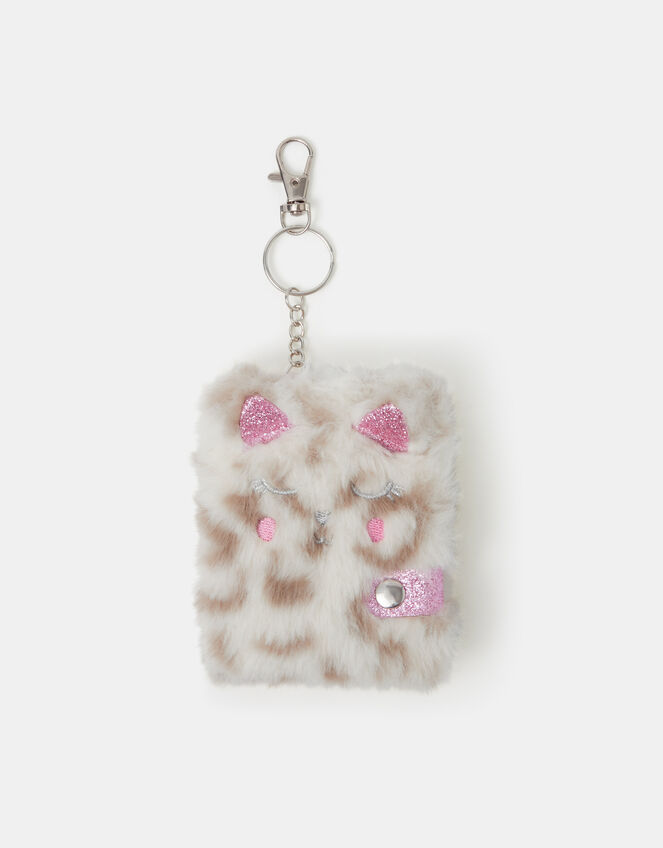 Girls Mini Fluffy Cat Keychain, , large
