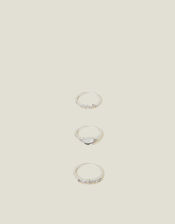 3-Pack Mini Gem Ring Set, Silver (SILVER), large