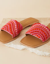 Bright Swirl Beaded Sliders, Pink (PINK), large