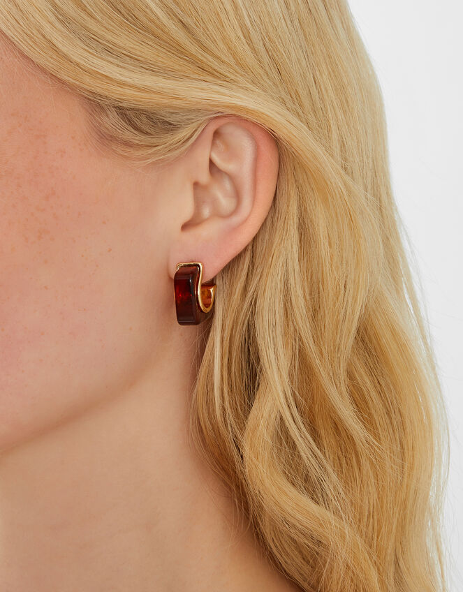 Resin Square Hoop Earrings, , large