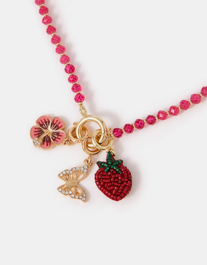 Beaded Strawberry Jewellery Charm, , large