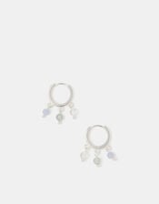 Sterling Silver Beaded Huggie Hoop Earrings, , large