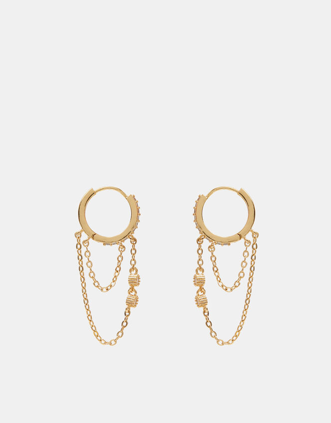 14ct Gold-Plated Chain Hoop Earrings, , large