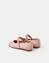 Girls Scallop Edge Ballet Flats, Pink (PINK), large
